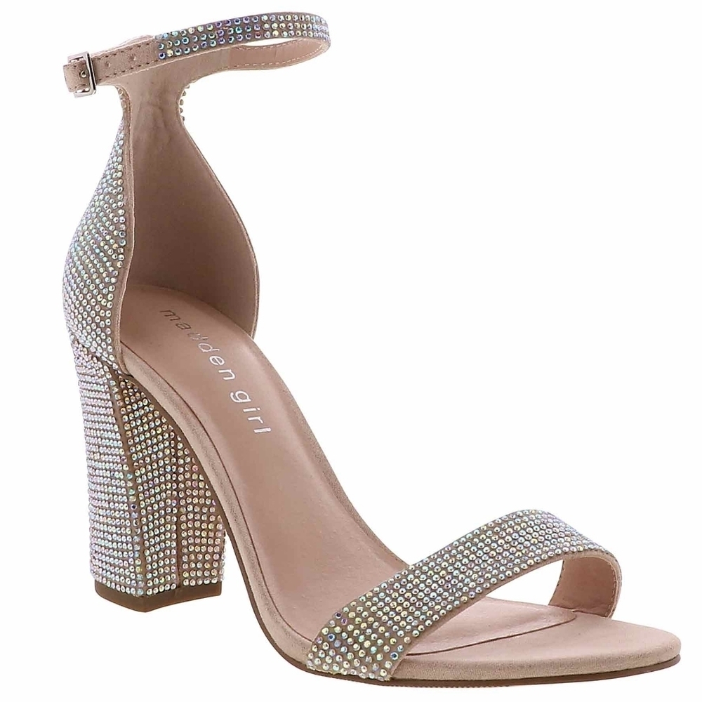 MADDEN GIRL Beella Blush Rhinestone Embellished Strappy Heels
